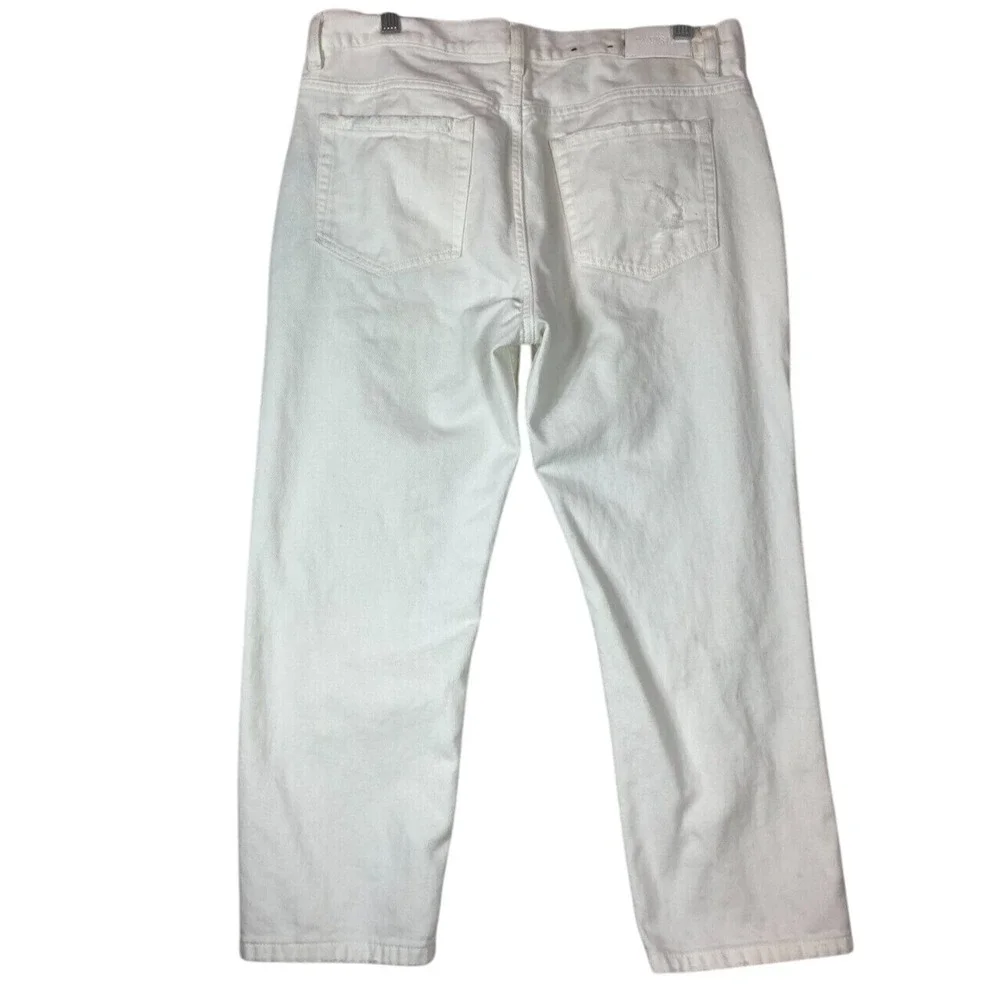 Lauren Ralph Lauren Pants Womens 12P White Cropped Distressed Embroidered Eyelet